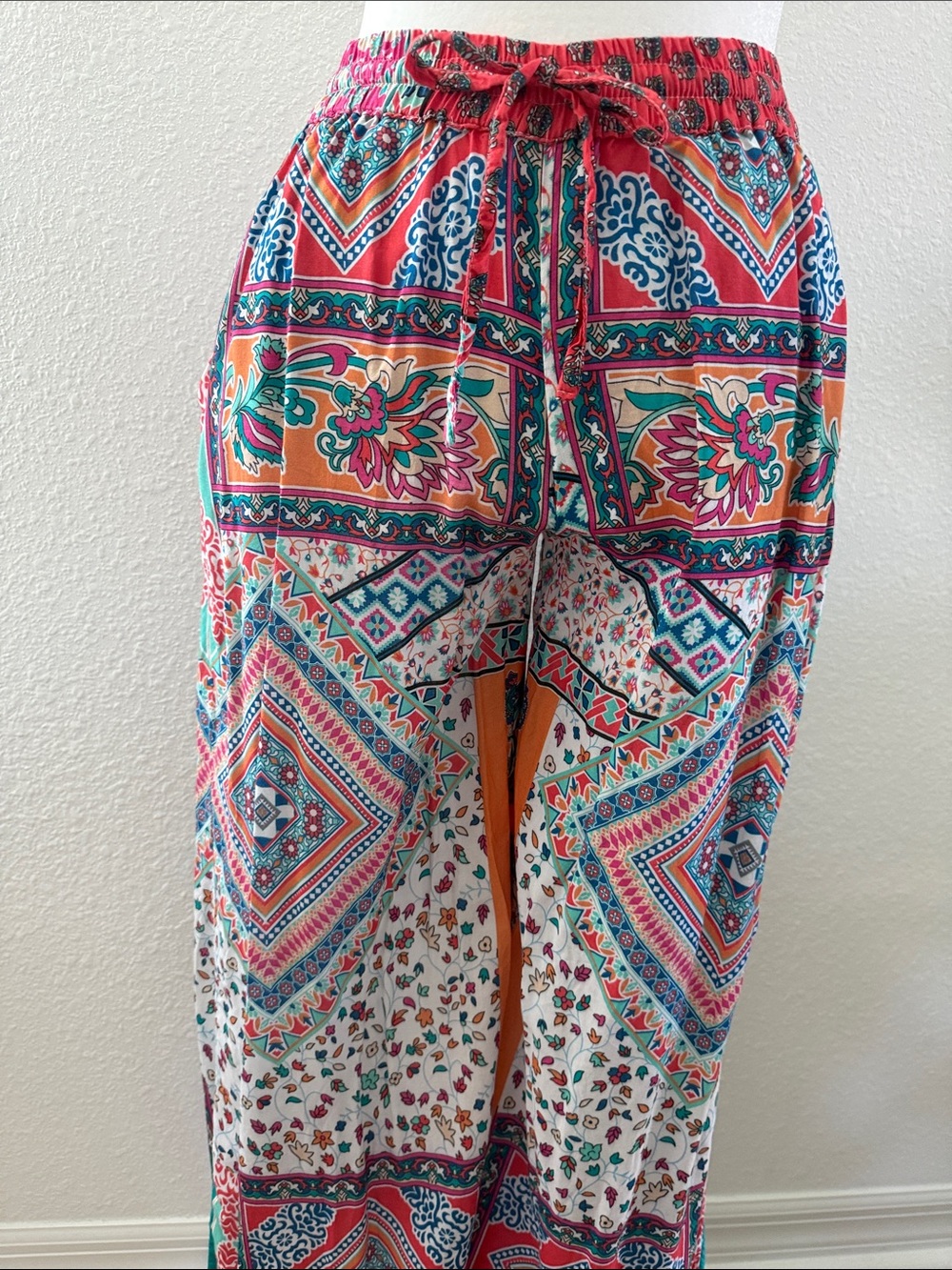 Bohemian Patchwork Pants- Pink Multi